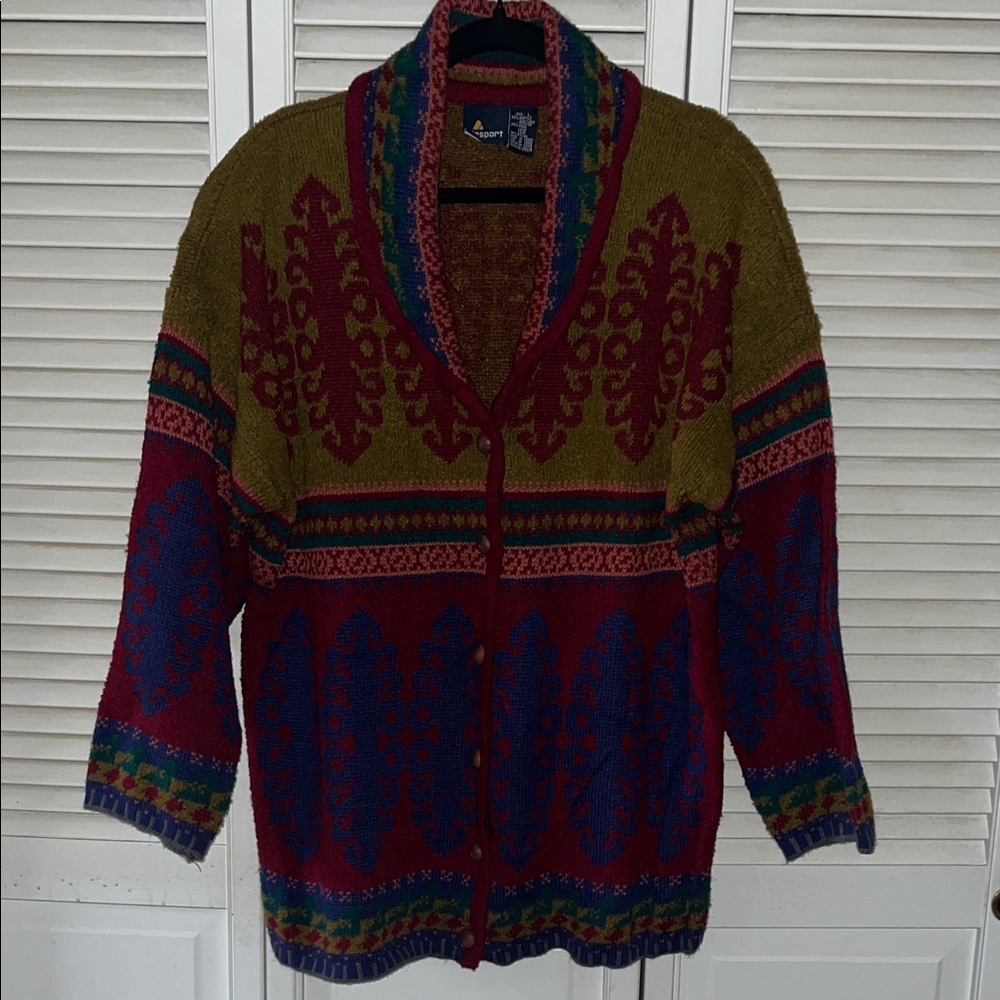 Y2K 90’s LizSport chunky sweater cardigan wool blend